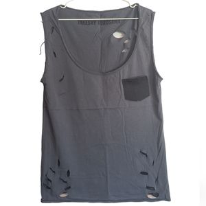 Takeshy Kurosawa distressed grey-blue tank-top (S)